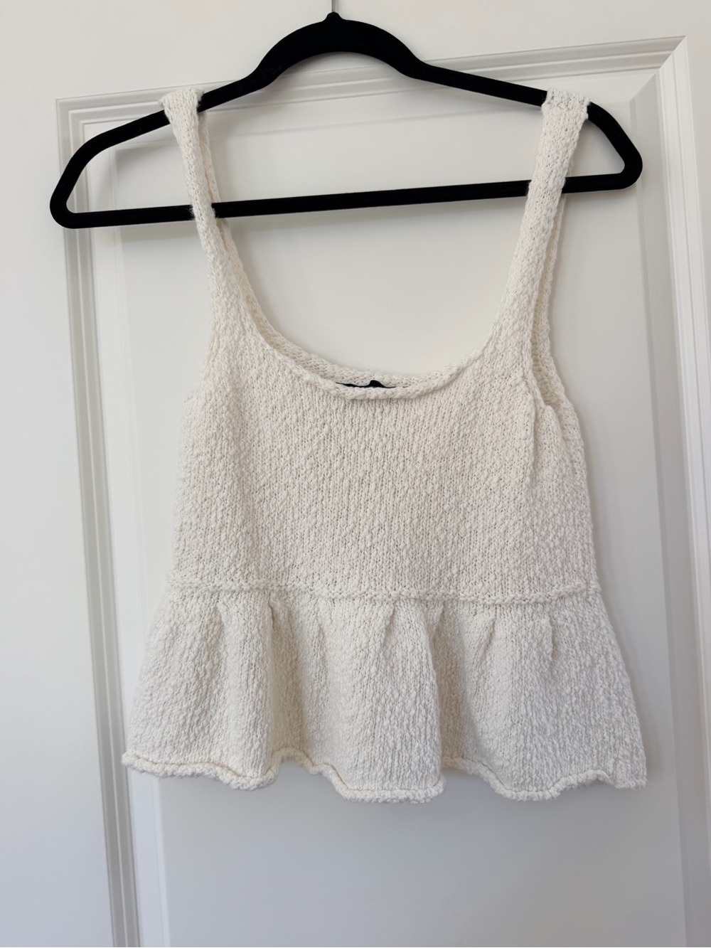 Zara Cream Textured Peplum Tank